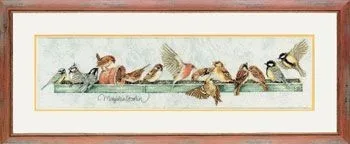 CS-1843 Cross Stitch Kit A Row Of Birds Bird Chorus Line Fourteen Birds lanarte 34287