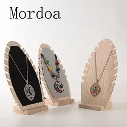 Mordoa твердой древесины бежевый/темно-серый стойка-витрина для ожерелий подставка для подвесок с микроволокно, ювелирные украшения