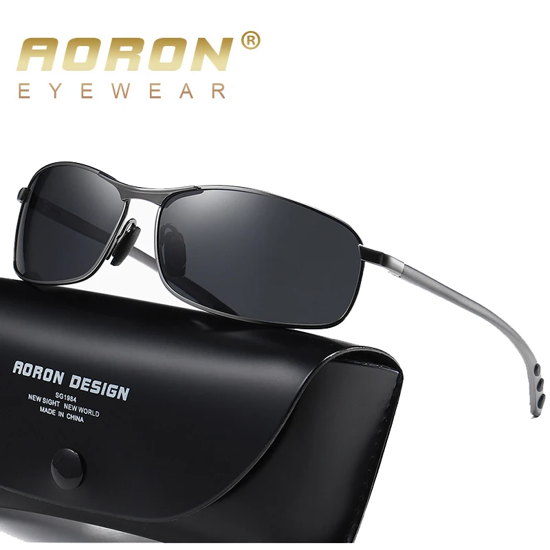 

AORON Mens Polarized Sunglasses Men Classic Rectangle Sun Glasses Aluminum Leg UV400 Sunglasses Mirror Eyewear