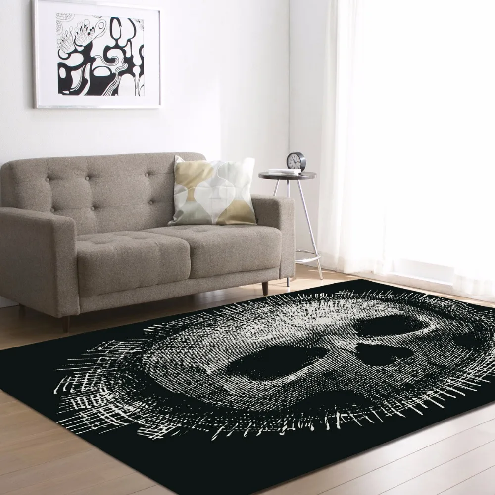 Fashion Skull Print Carpet for Living Room Bedroom Soft Carpets Bathroom Floor Door mat Home Decor Carpet large Area Rug