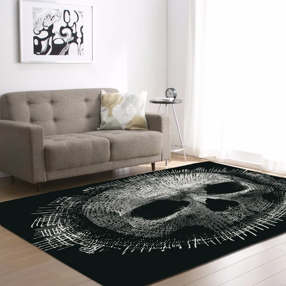 Fashion Skull Print Carpet for Living Room Bedroom Soft Carpets