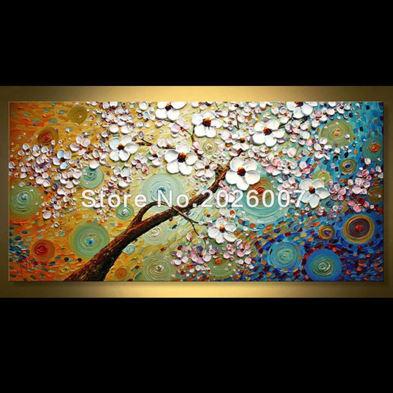 

Hand Paited Wall Art Vibrant Tree Landscape Oil Painting Decor On Canvas Abstract Art Thick Palette Knife Painting Living Room