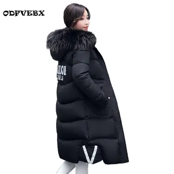 

Boutique Winter womens jackets medium long hooded fur collar thickened coat new down cotton coat over knee-length jacket ODFVEBX