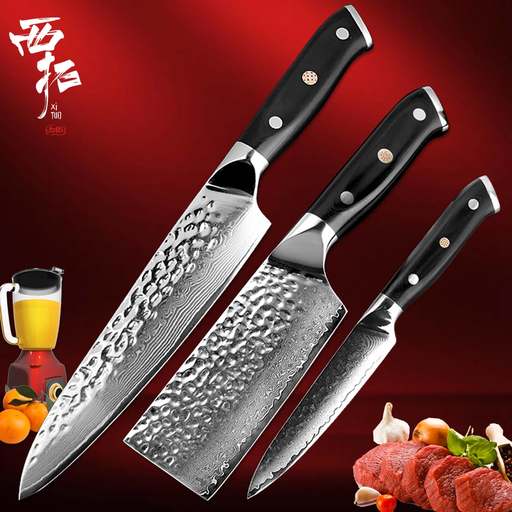 

XITUO Damascus 67-layer steel forged chef's knife set Sharp antistick meat-cut fish vegetables fruit kitchen knife cooking tools