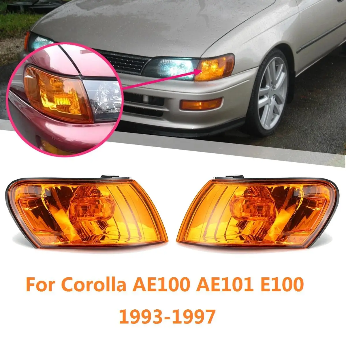 

1 Pair Car Front Signal Coner Light No Bulb Amber Lens Glass Lamp For Toyota Corolla AE100 AE101 E100 1993 1994 1995 1996 1997