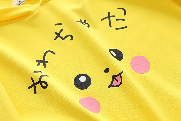 Кавайный студенческий летний топ с капюшоном для девочек, милая японская хлопковая футболка с короткими рукавами с Пикачу, блузка для костюмированной вечеринки, футболки