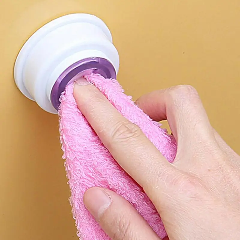 

2pcs Wash Cloth Clip Holder Dishcloth Storage Rack Kitchen Bathroom Detachable Hand Towel Hanger Sucker Cup Hook #0531