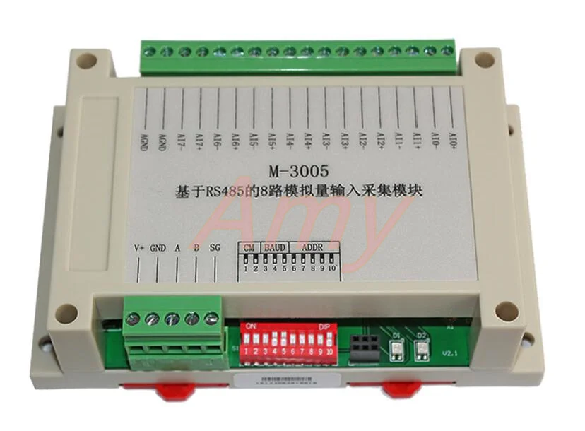 

M-3005 Modbus based 8 channel voltage / current analog differential input module with high reliability