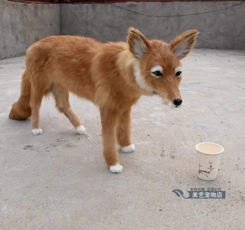 

simulation cute yellow fox about 115x20x40cm toy model polyethylene&furs fox model home decoration props ,model gift d172