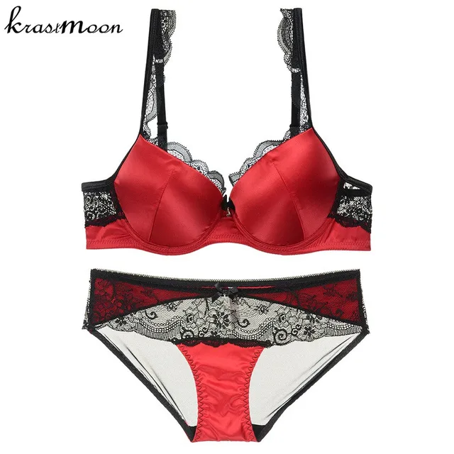 Sexy Lingerie Smooth Satin Bra Brief Set Newest Sexy Underwear Women