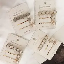 3 шт./компл. Новое поступление корейские модные дизайнерские металлические жемчужные женские элегантные ювелирные Заколки Для Волос Набор аксессуаров для волос