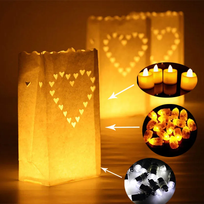 Bolsas de luz para velas con corazón - 10 unidades por 3,50 €