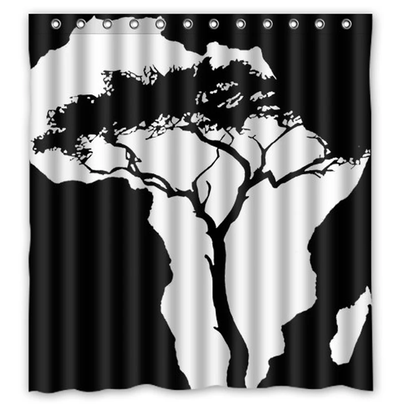 Die Weiss Baum Karte Von Afrika Und Schwarz Anpassen Vorhang Bad