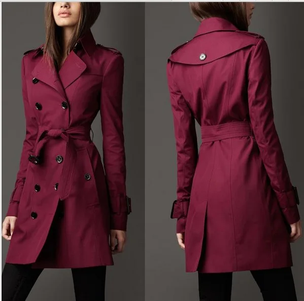 

2019 Europe America Fashion Trend Double-Breasted Slim Long Trench Autumn New Brand Women Trench Coat Long Windbreaker