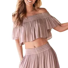 Новая Однотонная футболка с оборками и надписью «CHAMSGEND», штаны с высокой талией, штаны с широкими штанинами, можно приобрести два комплекта