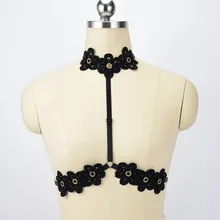 90-х цветы Жгут ожерелье Лолиты с открытой грудью портупея бюстгальтер Harajuku Свадебные бондаж, БДСМ-белье CropTop одежда жгут бюстгальтер