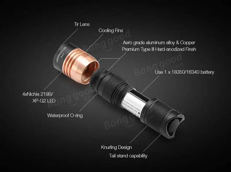 Astrolux S41 Водонепроницаемый 1600LM мини 4x Nichia 219C/XP-G3 A6 светодиодный светильник 18350 16340 Батарея фонарь вспышка светильник Спорт на открытом воздухе