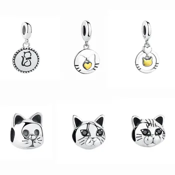 

BELAWANG Cat Crystal Round Beads Fit Pandora Charms Bracelets Silver 925 Original Cute Jewelry For women Kids New Arrival