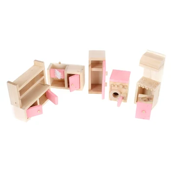 

Newest Dollhouse Miniature Furniture Wooden Toy Fridge Kitchen Toys Set Dollhouse Decor Doll Accessory Classic Toy Gift for Kid