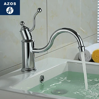 

Azos Under Counter Basin Faucet Soft Extended Brass Chrome Cold and Hot Switch Shower Room Sink Basin Round MPDKF028A