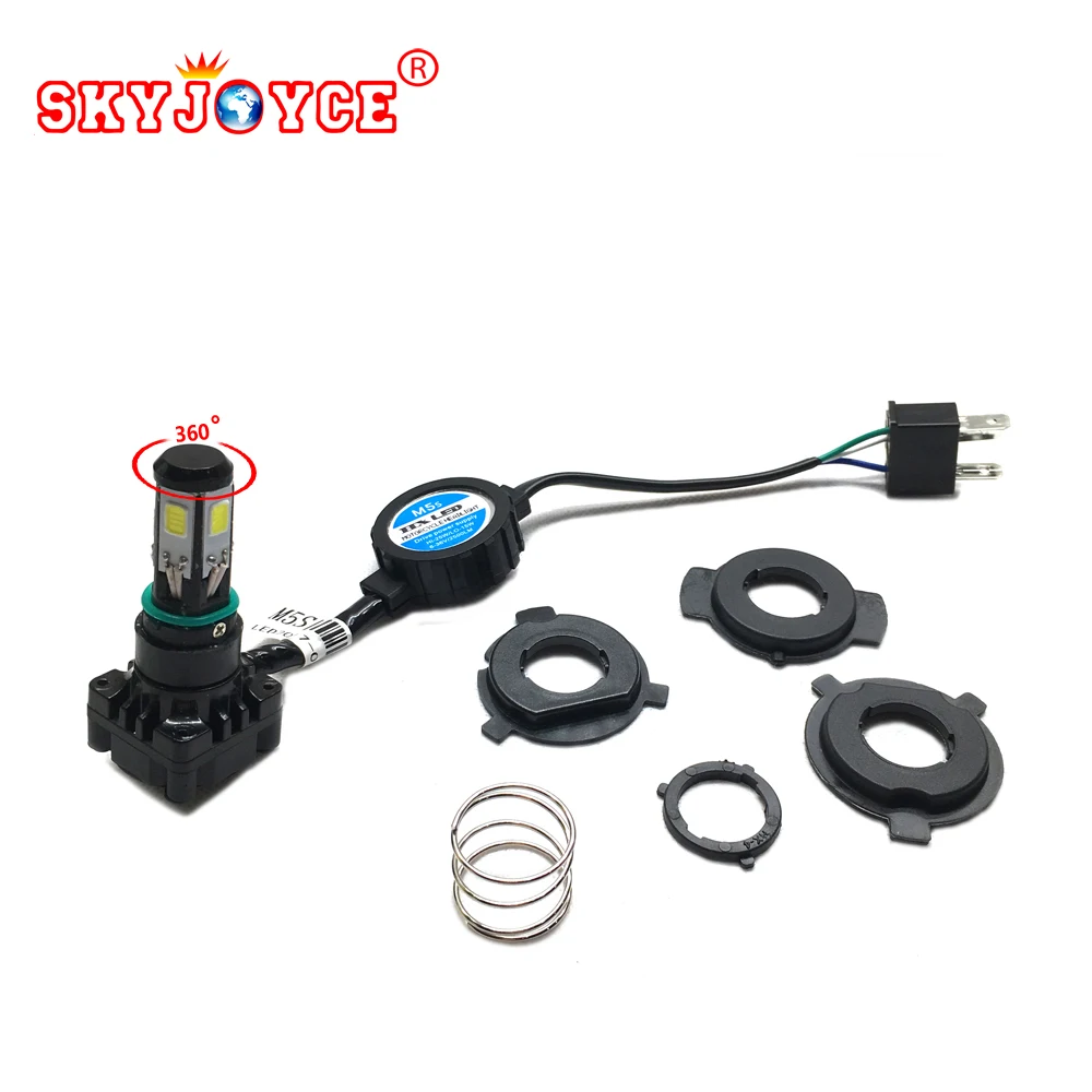 SKYJOYCE H4/H6/Ba20d 5 сторон светодиодная мотоциклетная лампочка фары для скутера