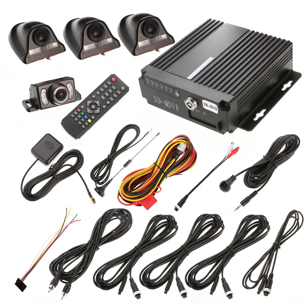 4Ch Vehicle Car Mobile DVR 3G/4G Wifi Safety Vision For 128G SD + 4 Camera Kitin DVR/Dash