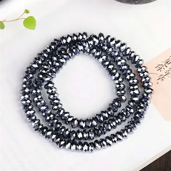 

6mm Natural Terahertz Wave Bracelets Women Female Stretch Crystal Three Laps Abacus Faced Bead Bracelet Drop Shipping