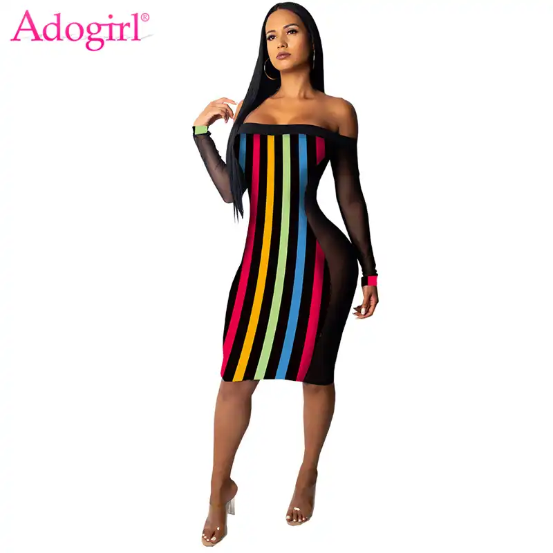 colorful striped bodycon dress
