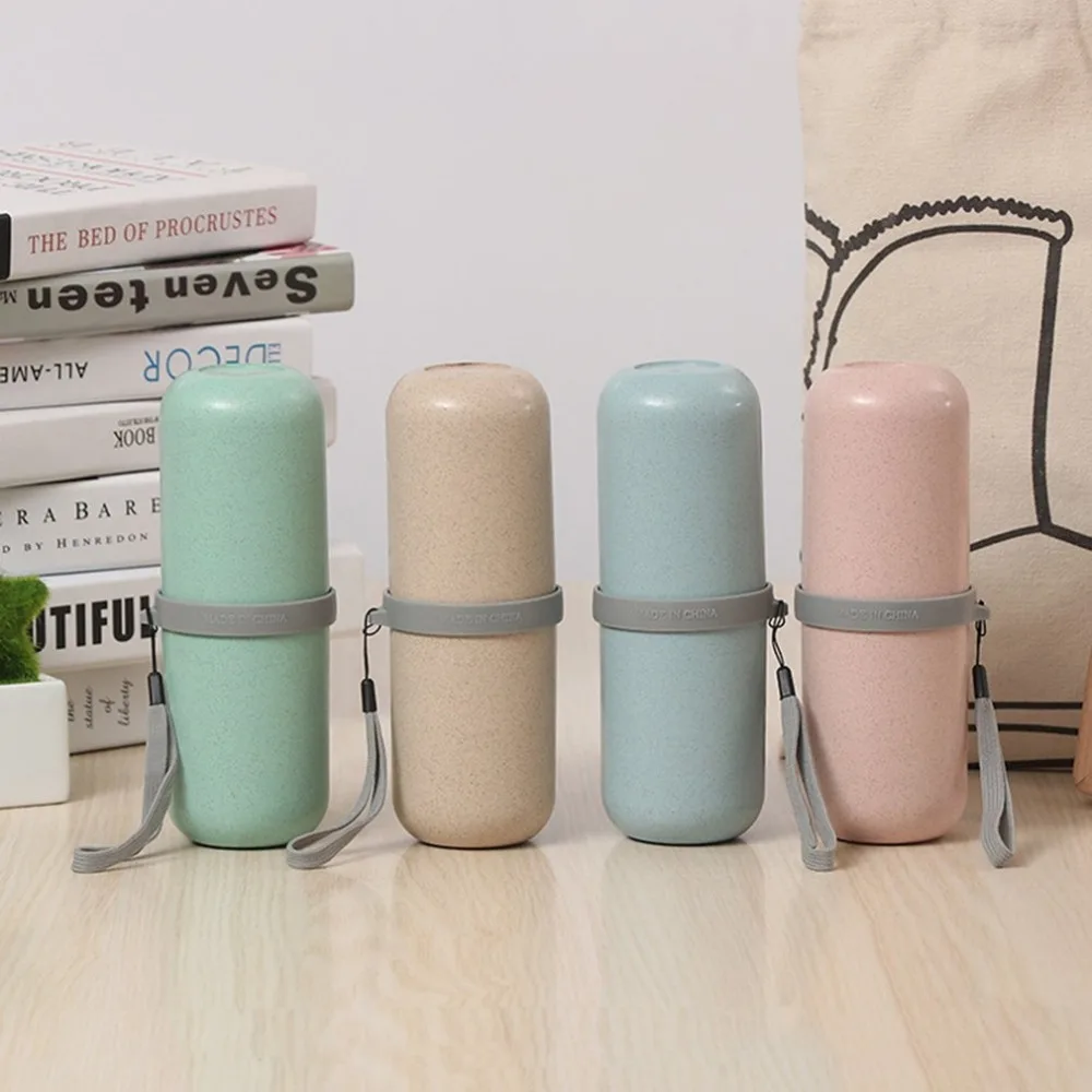 

Wheat Straw Cup Toothbrush Holder Cup with Toothbrush Bathroom Wash Cup Toothpaste Organizer Portable Travel Mouthwash Cup