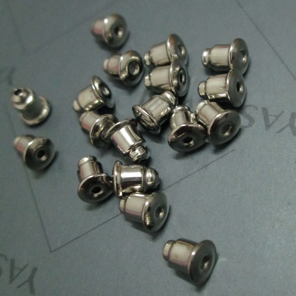 Защитные покрытия для Post серьги Push Back пуля застежки для сережек фиксаторы Silvertone 6 мм x 5 - Цвет: rhidum platinum