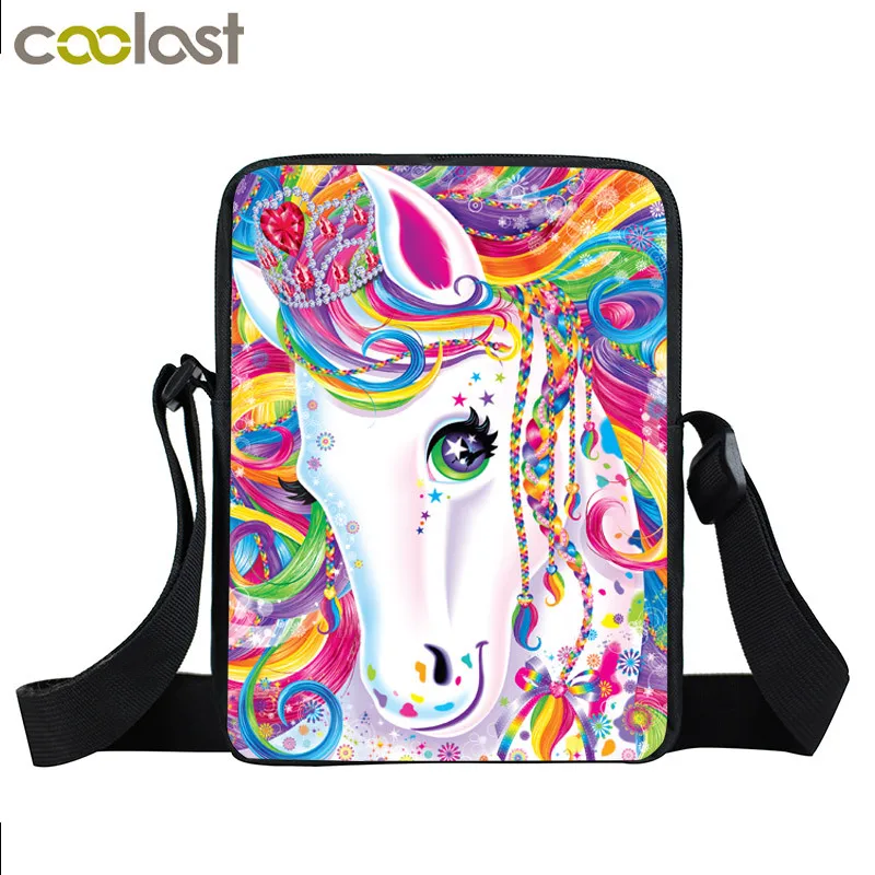 Fantasy Animal Colorful Unicorn Mini Messenger Bag Girls Bookbag Boys