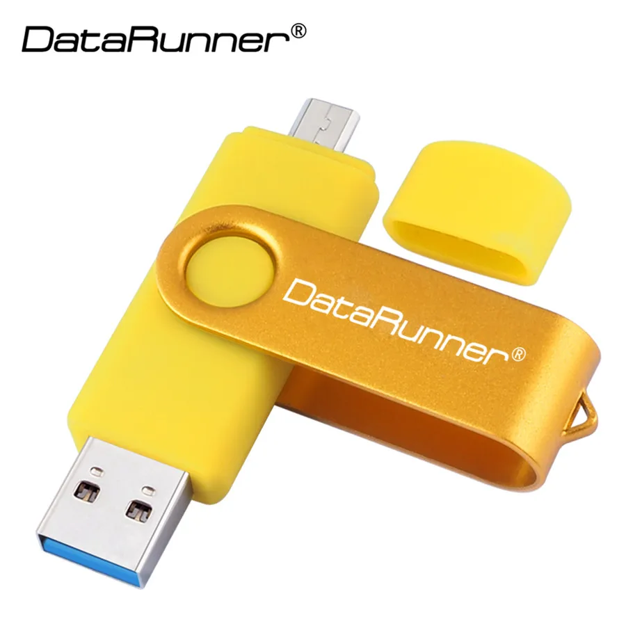 DataRunner OTG USB флеш-накопитель Высокоскоростной Usb 3,0 флеш-накопитель 256 ГБ 128 Гб 64 ГБ 32 ГБ 16 ГБ флеш-накопитель 2 в 1 карта памяти Micro USB - Цвет: Золотой