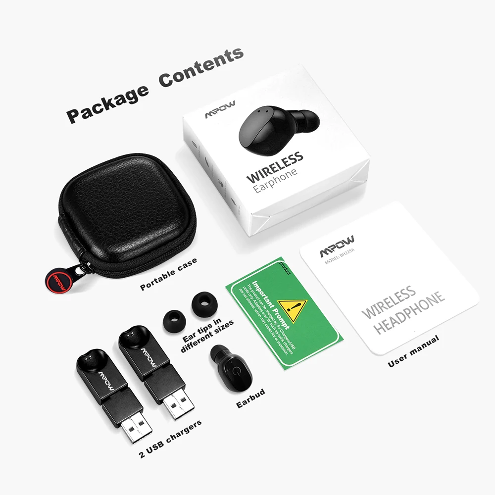 Mpow EM12 Новые Bluetooth V4.2 наушники мини одиночные беспроводные вкладыши с сенсорным