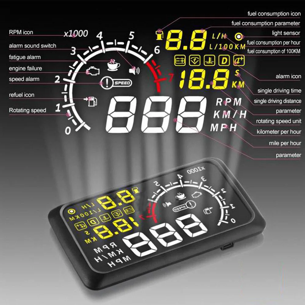 Бренд Activesafety универсальный автомобильный HUD ЖК дисплей 5 дюйма OBD ii Стайлинг