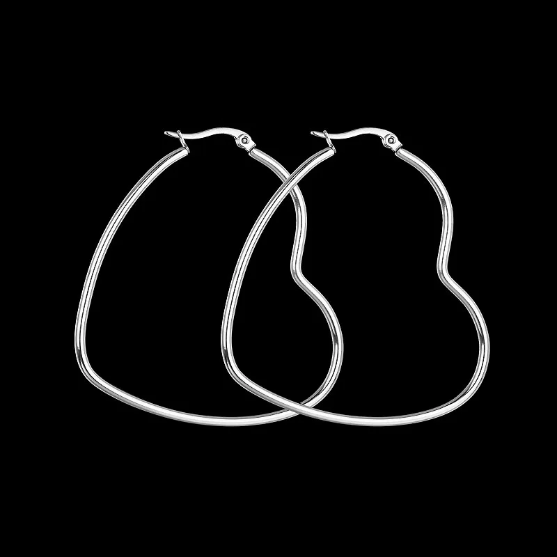 YUKAM минималистичные полые креольские серьги-кольца с большим сердечком для женщин Серебряные сексуальные большие серьги из нержавеющей стали ювелирные изделия