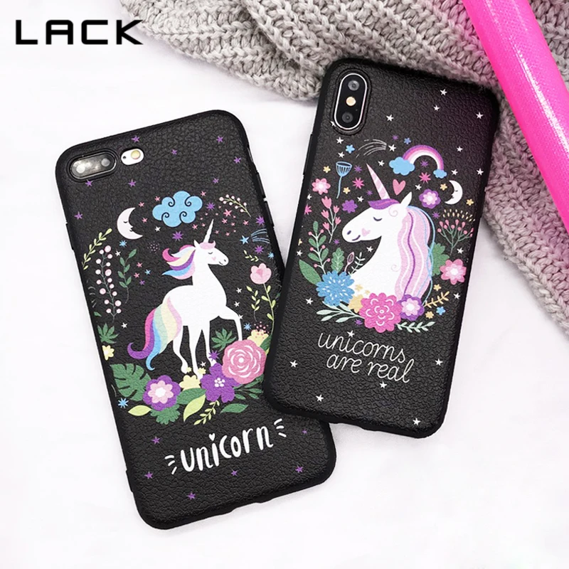 

LACK Cute Cartoon Unicorn Phone Case For iphone 7 6 6s 8 Plus Colorful Flower Rainbow Moon Star Soft Cases For iphone X Cover