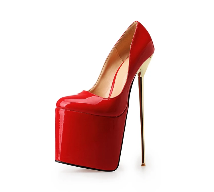 2019 New Women Shoes Drag Queen CD Size 40-50 High 22cm high-end soft Cross-Dressing Thin Metal with Round Super High Heel