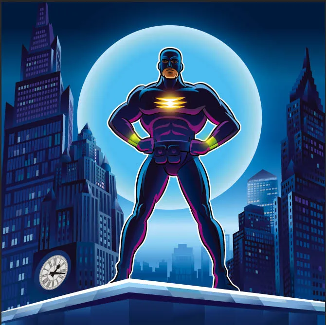 10x10FT Superman Super Hero Skyscraper Blue Moon Night Boy
