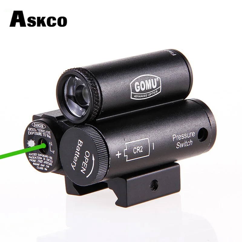 Tático para Rifle Pistola Laser Verde Caça Visão Âmbito 220lm Lanterna Led Botão Interruptor Airsoft Tiro Lf-6