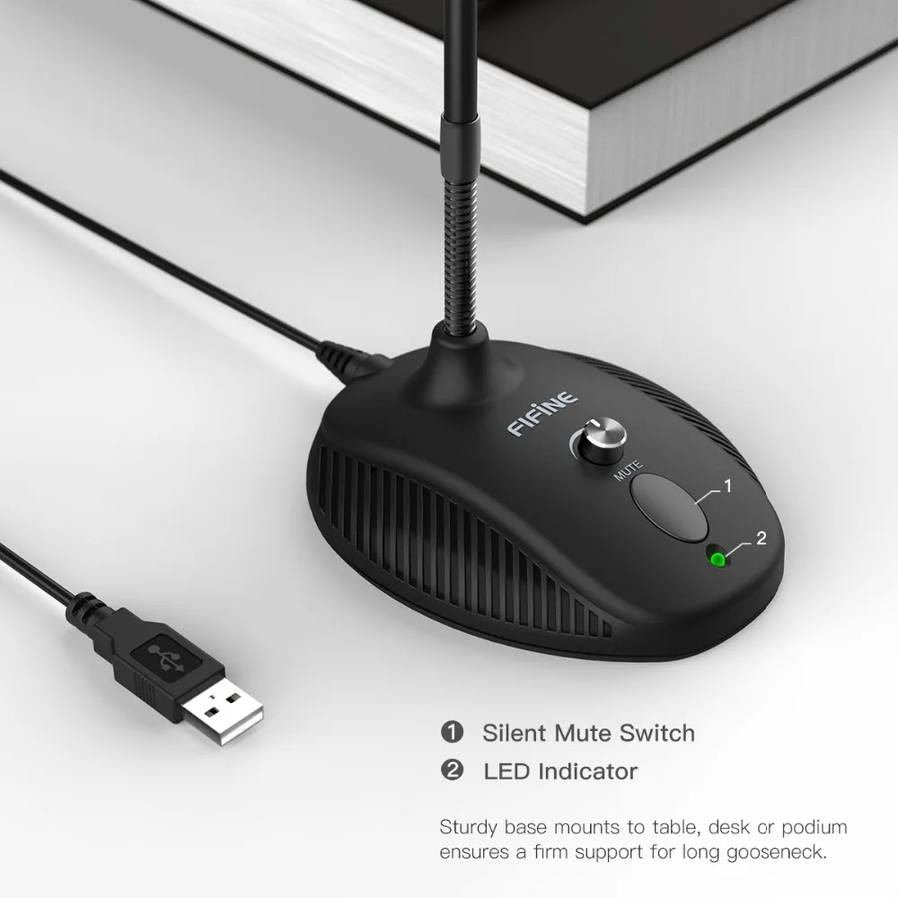 Fifine 360 гибкий usb микрофон для Компьютерного Вещания, записи инструментов, vedio, игр K052