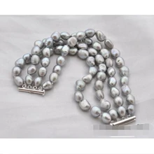 4 strands " 12 мм барокко серый пресноводные жемчужный браслет благородный стиль естественно прекрасно jewe быстрая