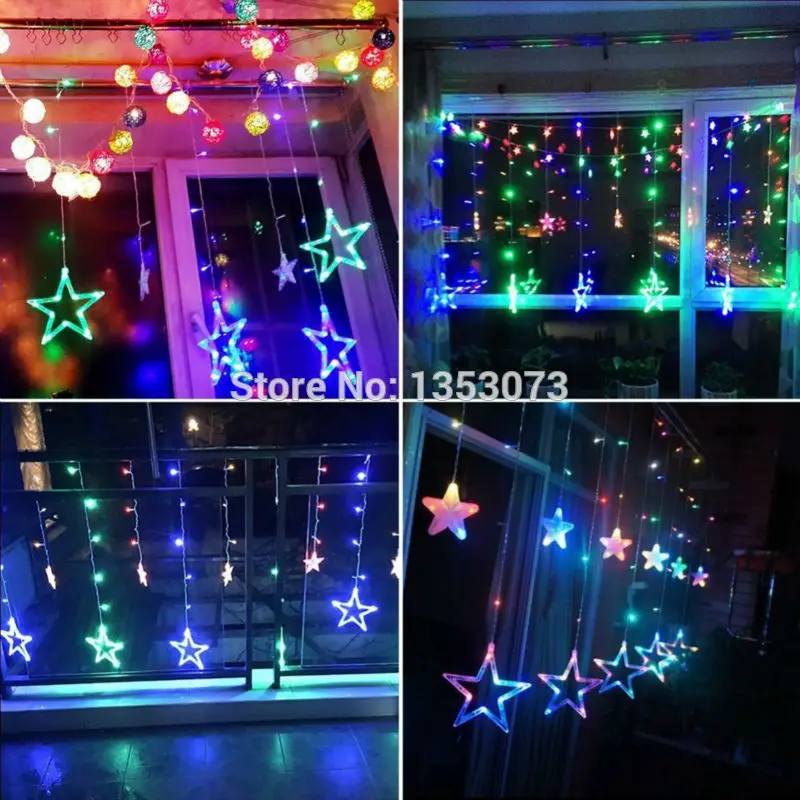 Star LED Light String Living Room Bedroom Valentines Day Nightclub KTV Party Decoration Lamps 2.5m 138leds 12 Stars 220V - rgb 1-2