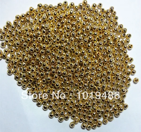 Бесплатная доставка! 4 мм позолота 4000 шт./лот интервал бусины для крупных бусин