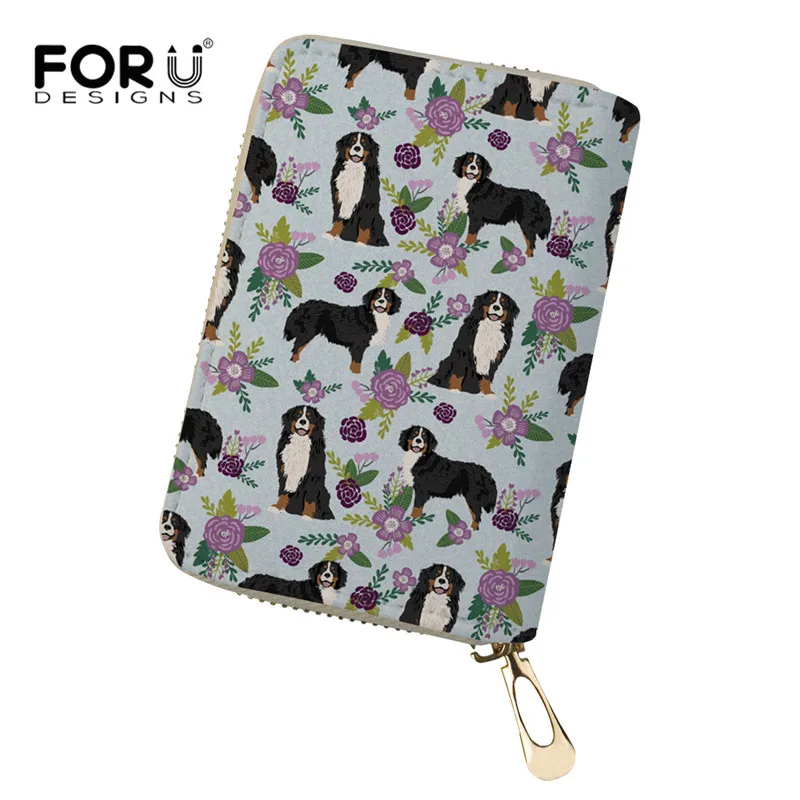 

FORUDESIGN 2019 Leather Bernese Mountain Dog Pet Printing ID Card Credit Card Holder Protector Organizer Wallet Purse Pouch Case