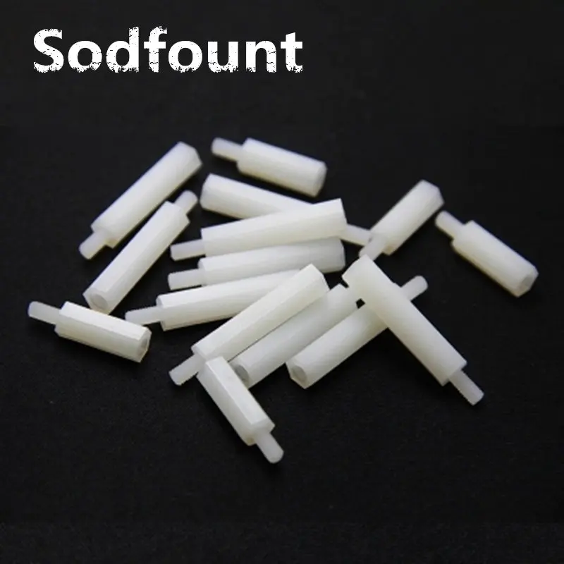 

100Pcs M3*L+6mm Thread white Spacing Screw Plastic For PCB Motherboard Fixed Nylon Standoff Spacer Pillar