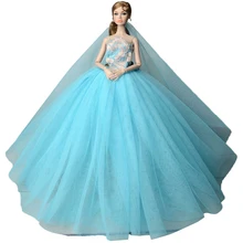 NK, одна штука, кукла, синее платье, свадебное платье принцессы, благородные вечерние платья, аксессуары для Барби, женская кукла, лучший подарок, 002L
