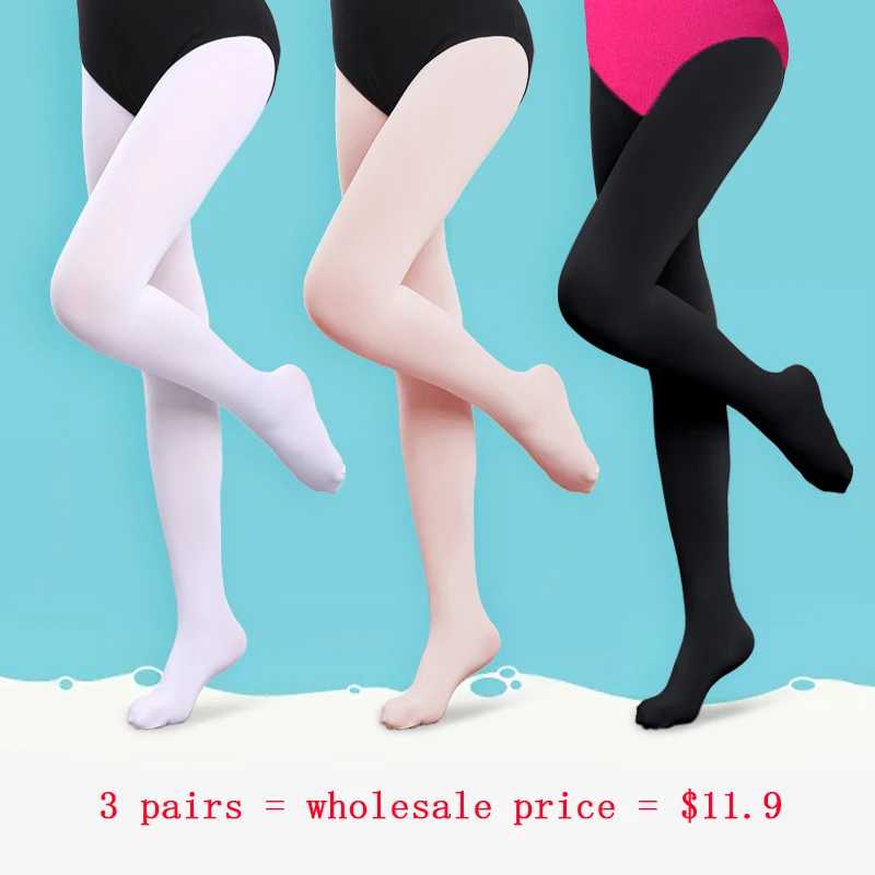 

Girls Women Ballet Tights Seamless Pantyhose Stockings Footed Dance Leggings Ballet Pink White Black Wholesale 3 Pairs 90D