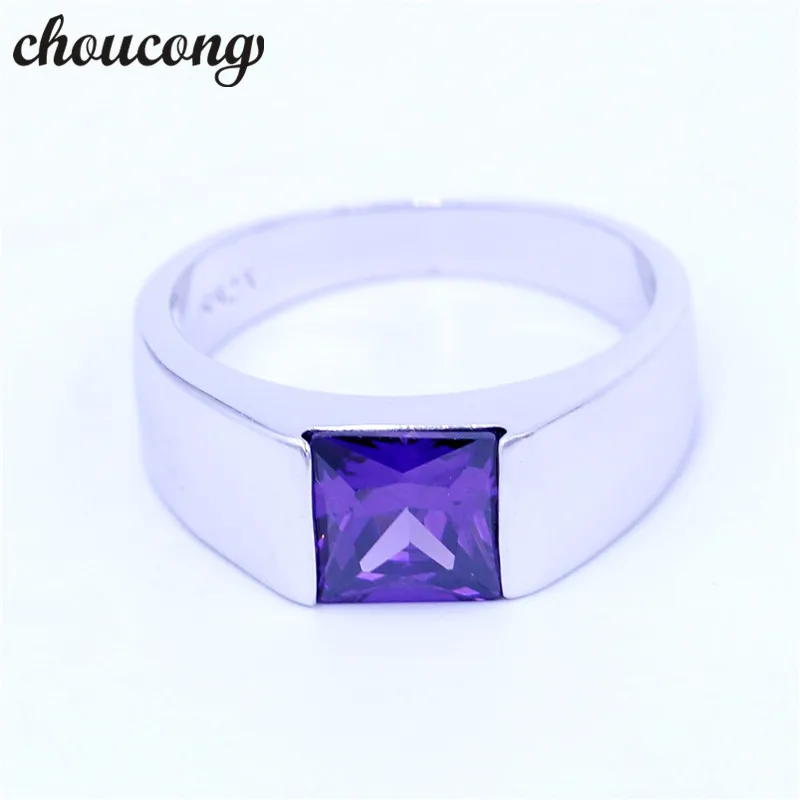 Choucong красивое свадебное кольцо для мужчин Принцесса cut 3ct фиолетовый 5А Циркон cz