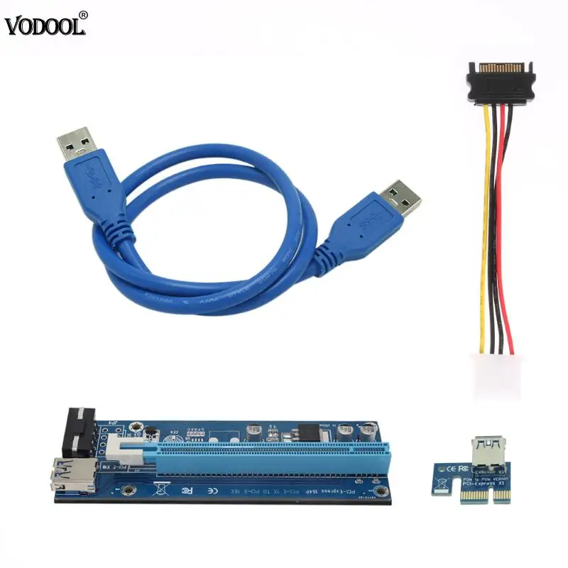 

60CM 4Pin Molex Power Supply PCI-E PCI E Express 1X to 16X USB3.0 for BTC Mining Extender Cable Graphic Card Adapter Cable