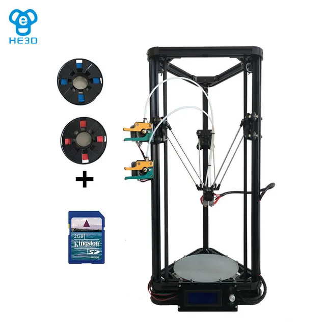 Cheap Newest K200 dual extruder delta DIY 3D printer, HE3D reprap , large printing size,400g filaments for gift